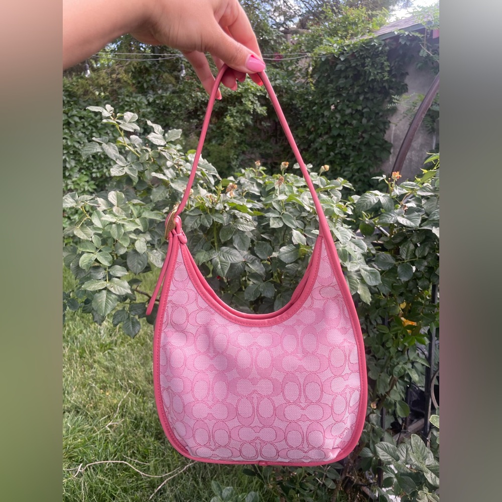 SOLD - Coach Ergo Pink Signature Jacquard Bag C2588